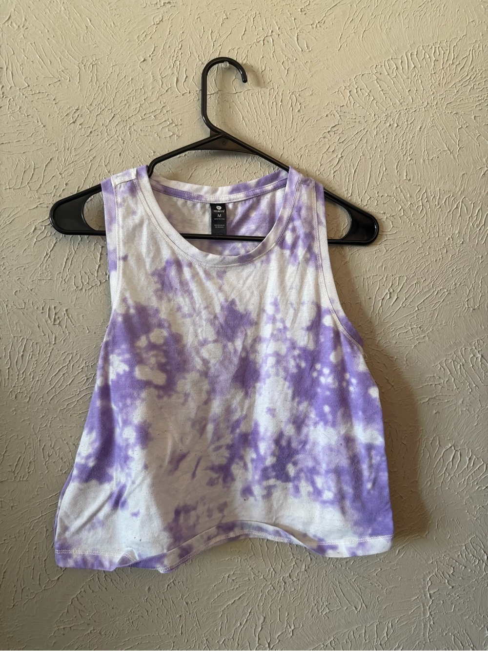 Velocity Purple & White Tie-Dye Cropped Tank